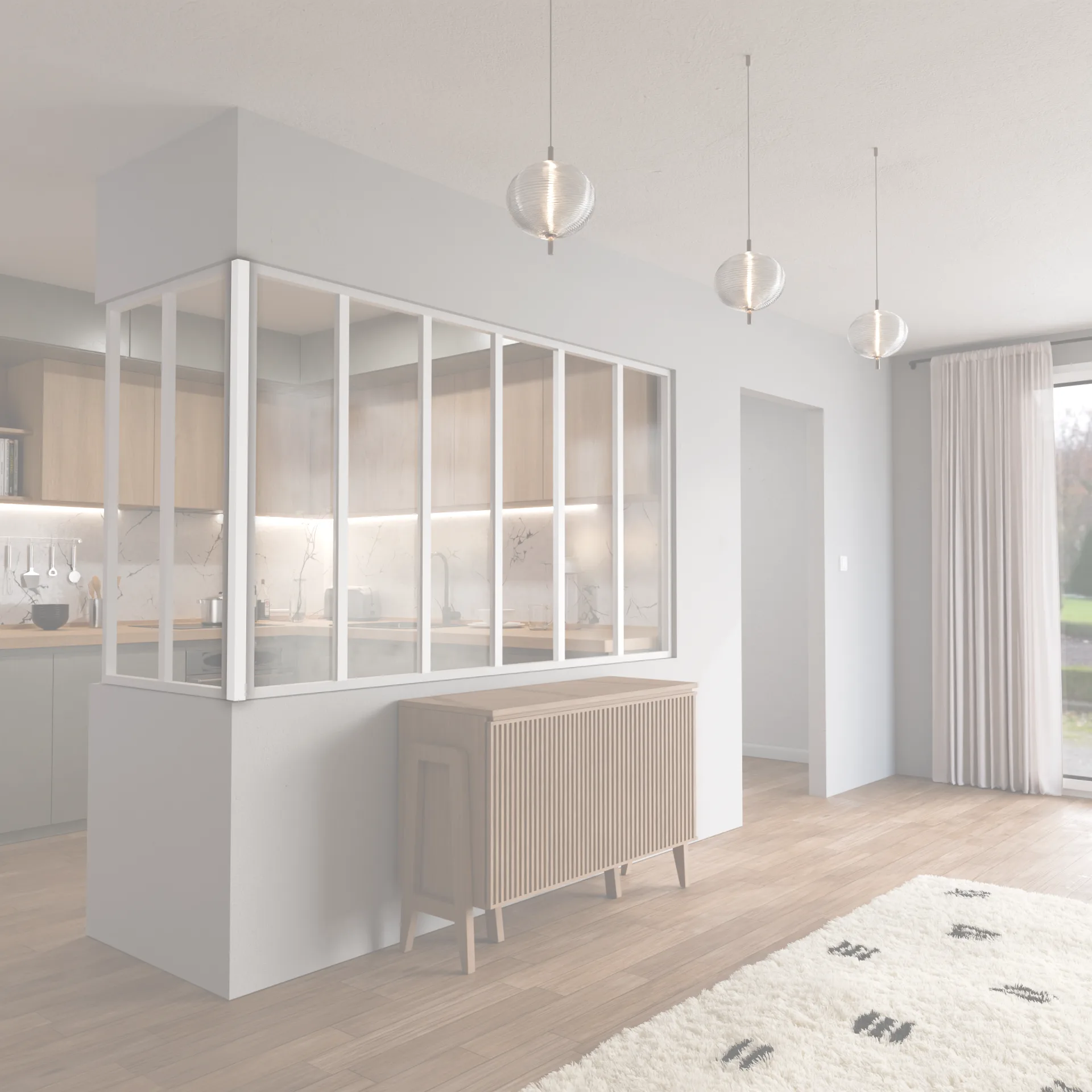 Poteau d'angle pour verrière - H.123 cm - BLANC