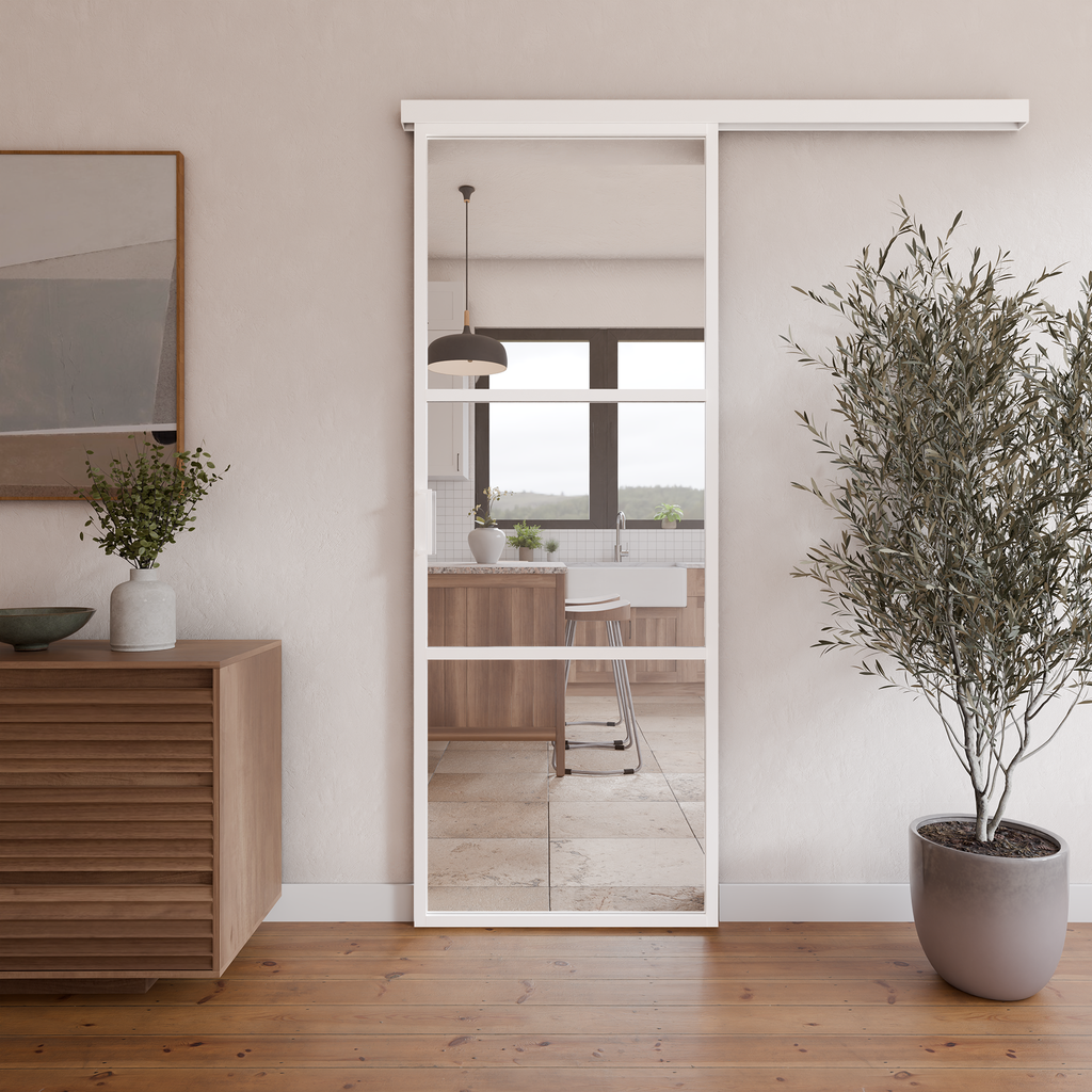 [41-PC-830-2040-9016-LUMEN] Porte Lumen 830 x 2040 Coulissante Blanche avec rail inclus