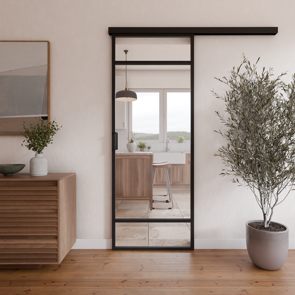 [41-PC-830-2040-9005-AURA] Porte Aura 830 x 2040 Coulissante Noire avec rail inclus