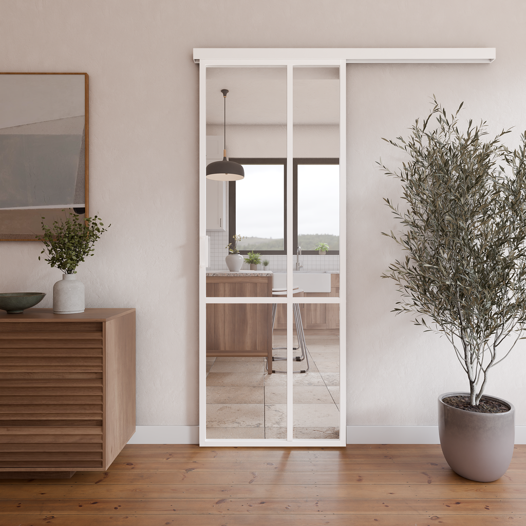 [41-PC-830-2040-9016-NOVA] Porte Nova 830 x 2040 Coulissante Blanche avec rail inclus