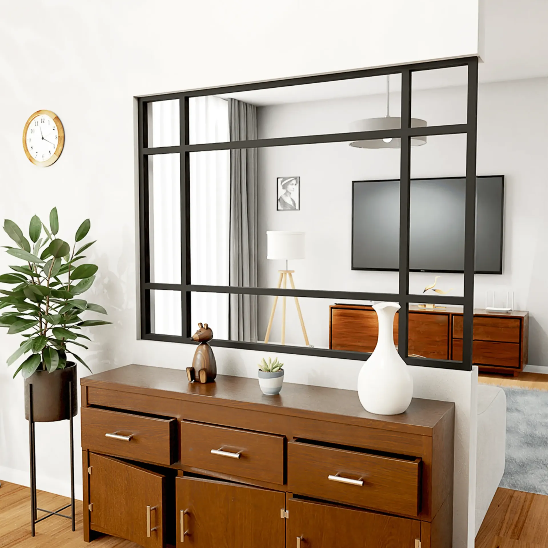 Verrière L.160 x H.123 cm "Art Déco" (Noir)